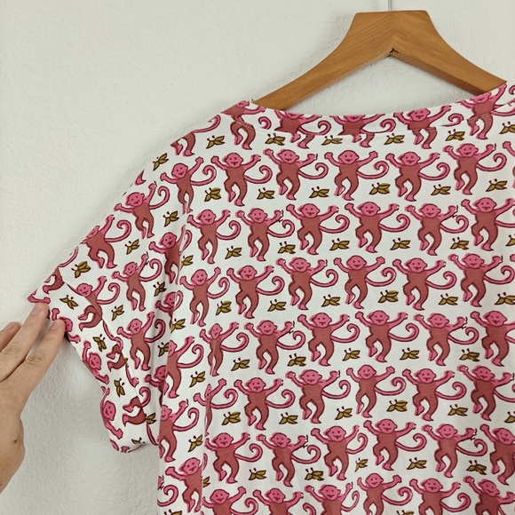 Roller Rabbit Pima Cotton Monkey Printed Short Sleeve Pajama T-shirt Size Small - Picture 13 of 14